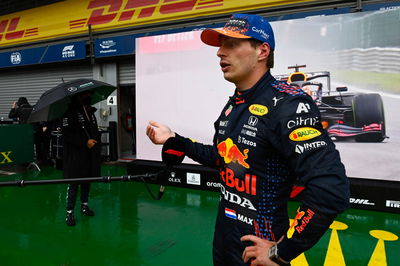 Pole sitter Max Verstappen (NLD) Red Bull Racing in qualifying parc ferme.