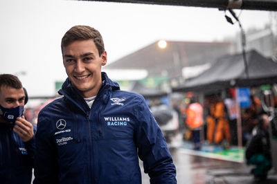 George Russell (GBR) Williams Racing in the pits while the race is stopped.