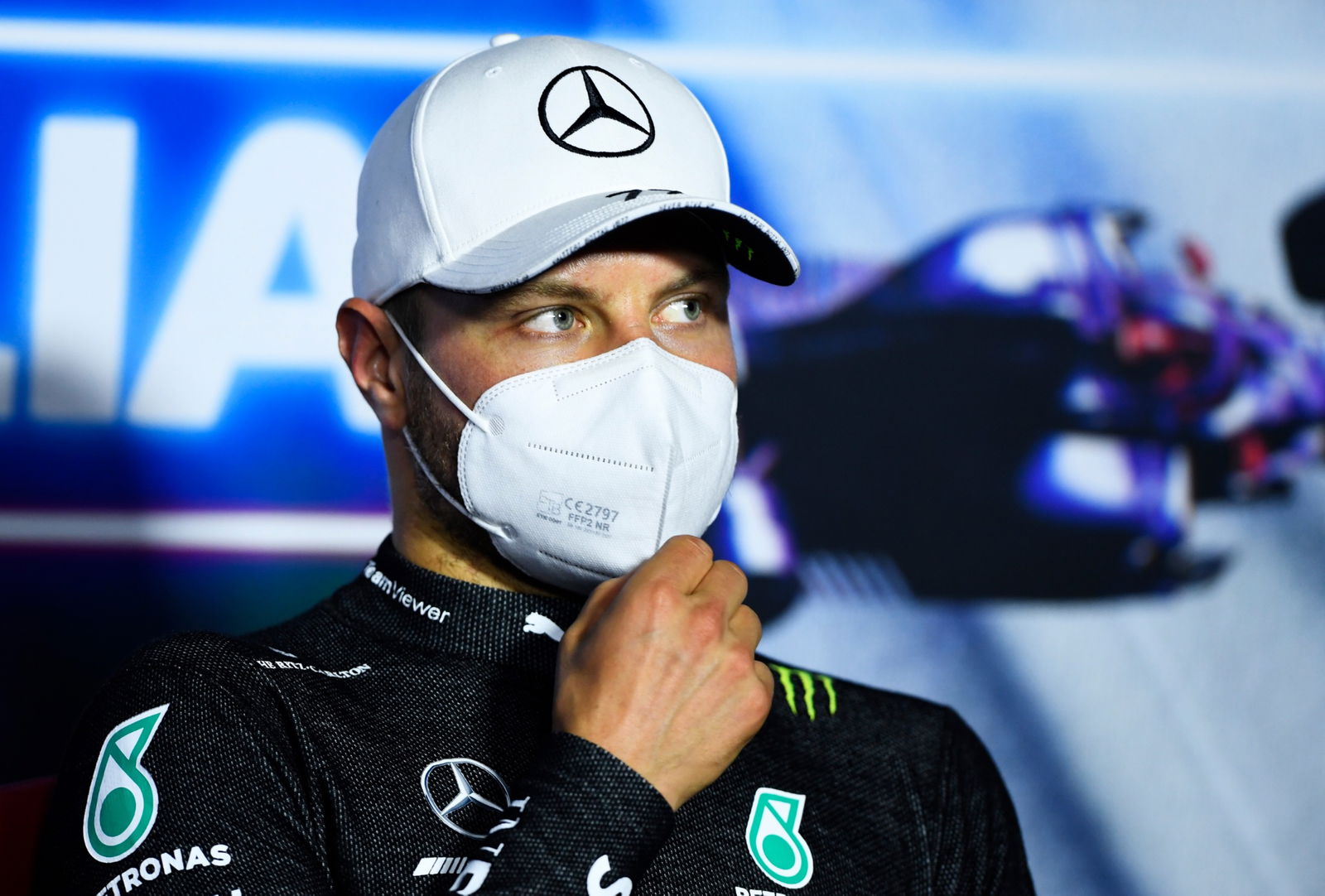 Valtteri Bottas (FIN) Mercedes AMG F1 in the post race FIA Press Conference.
