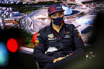 Max Verstappen (NLD) Red Bull Racing in the FIA Press Conference.