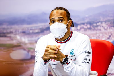 Lewis Hamilton (GBR) Mercedes AMG F1 in the post race FIA Press Conference.