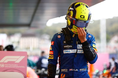 Lando Norris (GBR) McLaren in parc ferme.