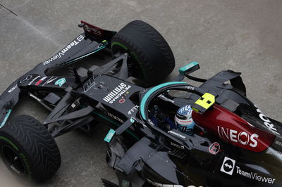 Valtteri Bottas (FIN) Mercedes AMG F1 and his worn tyres after the race.