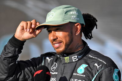 Lewis Hamilton (GBR) Mercedes AMG F1 in qualifying parc ferme.