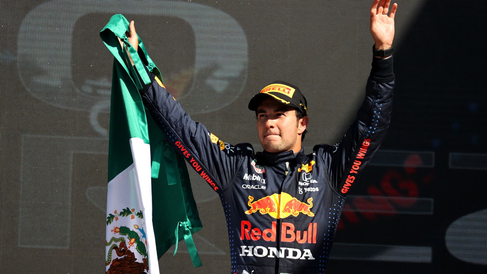 3rd place Sergio Perez (MEX) Red Bull Racing.