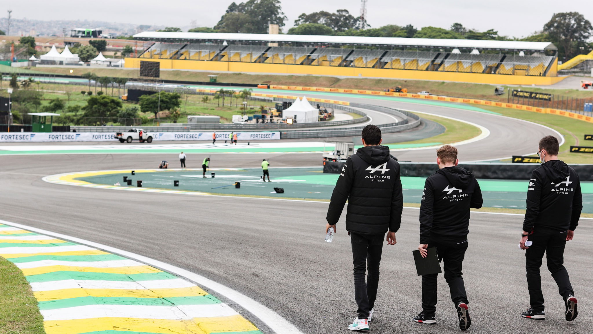 Esteban Ocon (FRA) Alpine F1 Team walks the circuit with the team.