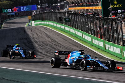 Fernando Alonso (ESP) Alpine F1 Team A521 leads team mate Esteban Ocon (FRA) Alpine F1 Team A521.