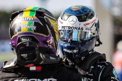 Race winner Lewis Hamilton (GBR) Mercedes AMG F1 celebrates with team mate Valtteri Bottas (FIN) Mercedes AMG F1 in parc ferme.