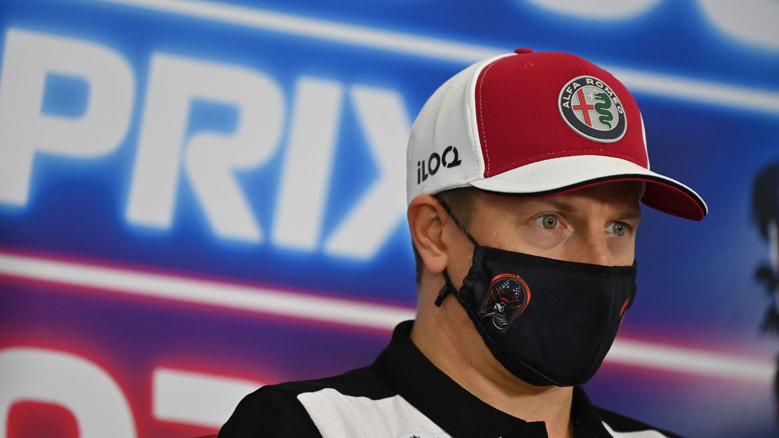 Kimi Raikkonen (FIN) Alfa Romeo Racing in the FIA Press Conference.