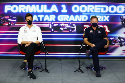 (L to R): Toto Wolff (GER) Mercedes AMG F1 Shareholder and Executive Director and Christian Horner (GBR) Red Bull Racing Team Principal in the FIA Press Conference.