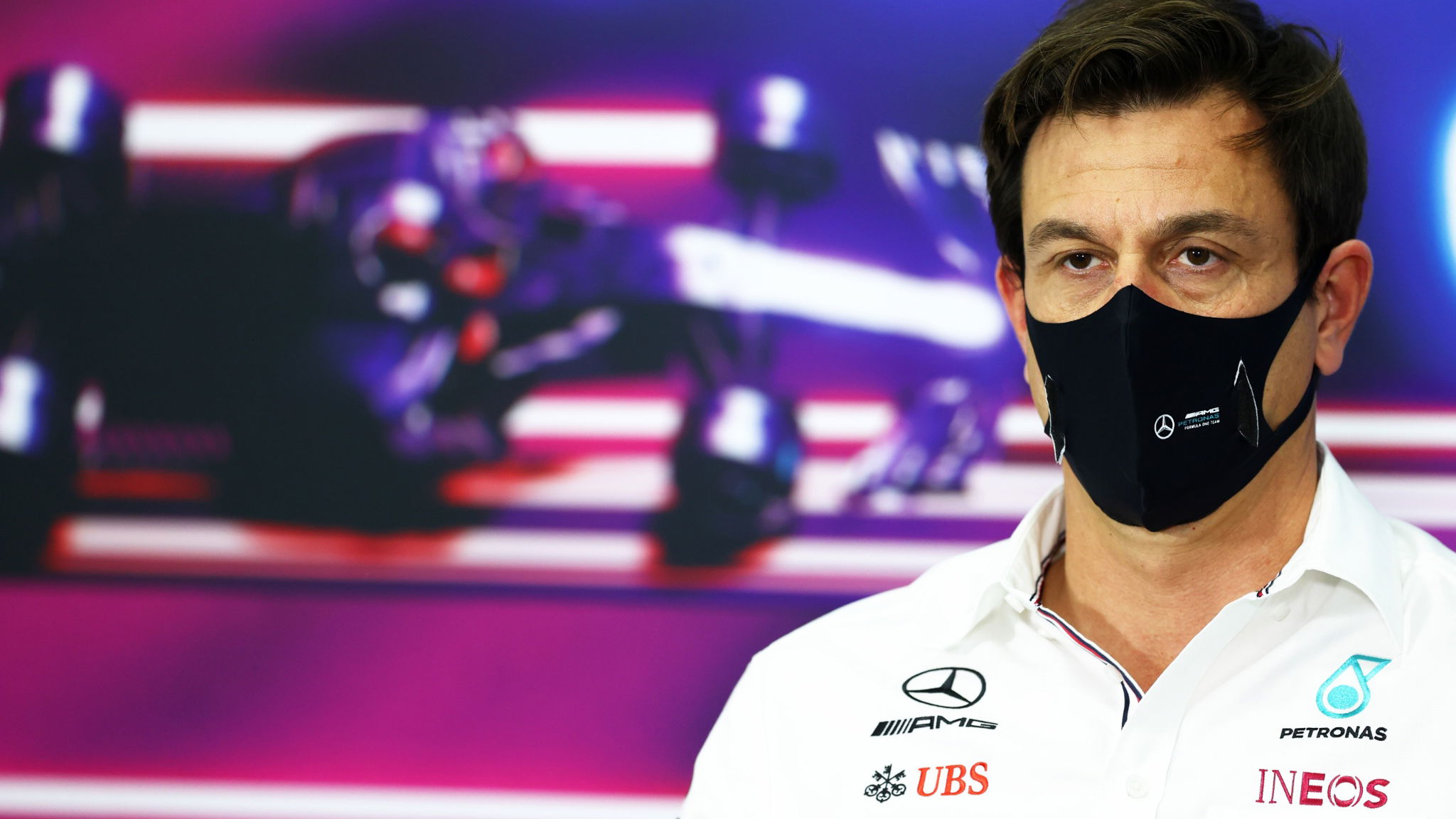 Toto Wolff (GER) Mercedes AMG F1 Shareholder and Executive Director in the FIA Press Conference.