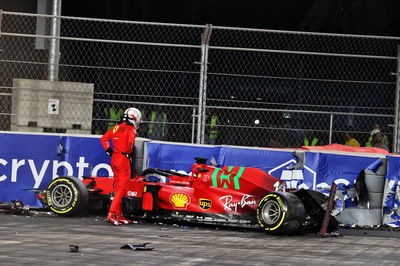 Charles Leclerc (MON) Ferrari SF-21 after he crashed in the second practice session.