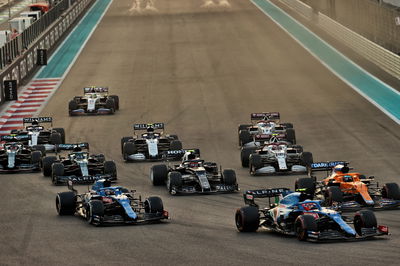 Fernando Alonso (ESP) Alpine F1 Team A521 and Esteban Ocon (FRA) Alpine F1 Team A521 at the start of the race.