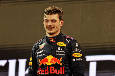 Race winner and World Champion Max Verstappen (NLD) Red Bull Racing celebrates on the podium.