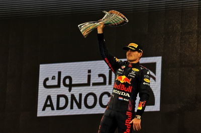 Race winner and World Champion Max Verstappen (NLD) Red Bull Racing celebrates on the podium.