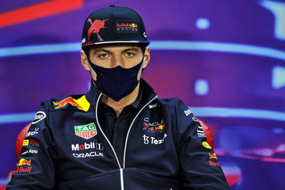 Max Verstappen (NLD) Red Bull Racing in the FIA Press Conference.