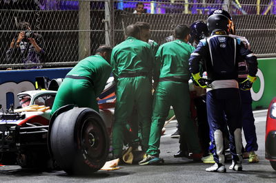 Mick Schumacher (GER) is extracted from his Haas VF-22 and placed into an ambulance after he crashed during qualifying.