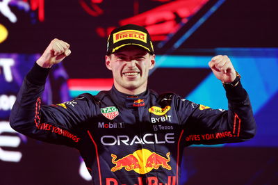 Race winner Max Verstappen (NLD) Red Bull Racing celebrates on the podium.