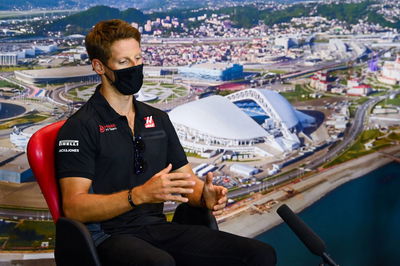 Romain Grosjean (FRA) Haas F1 Team in the FIA Press Conference.