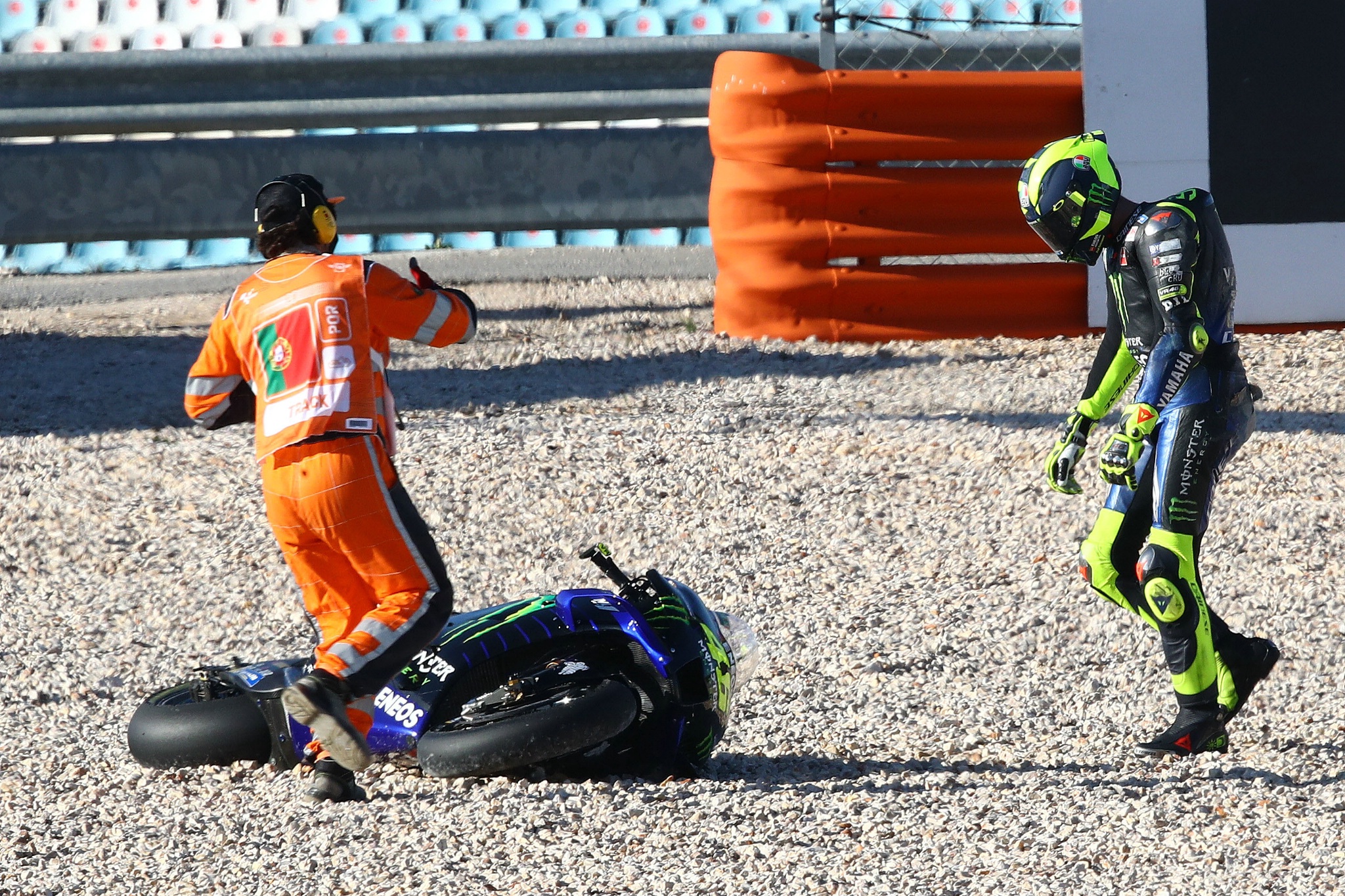 Rossi after crash, Portuguese MotoGP. 20 November 2020