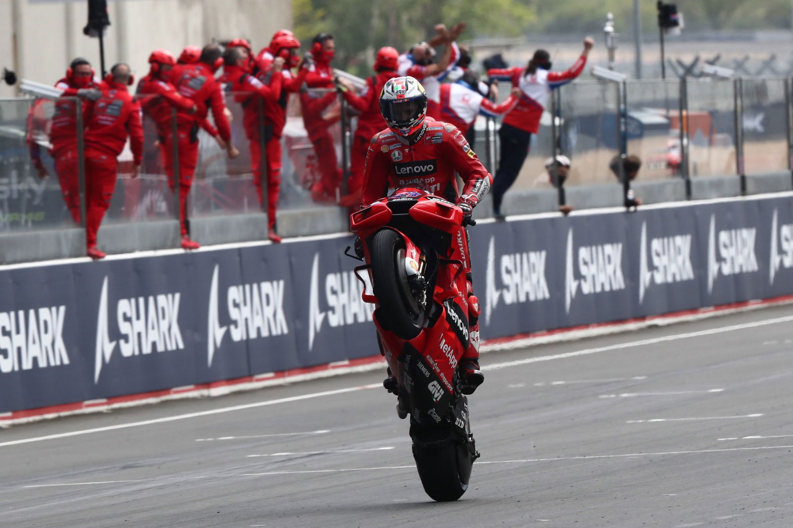 Jack Miller chequered flag, French MotoGP race, 16 May 2021