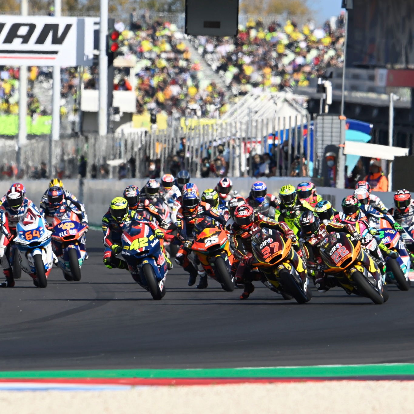 Sam Lowes, Moto2 race start, Emilia-Romagna MotoGP, 24 October 2021