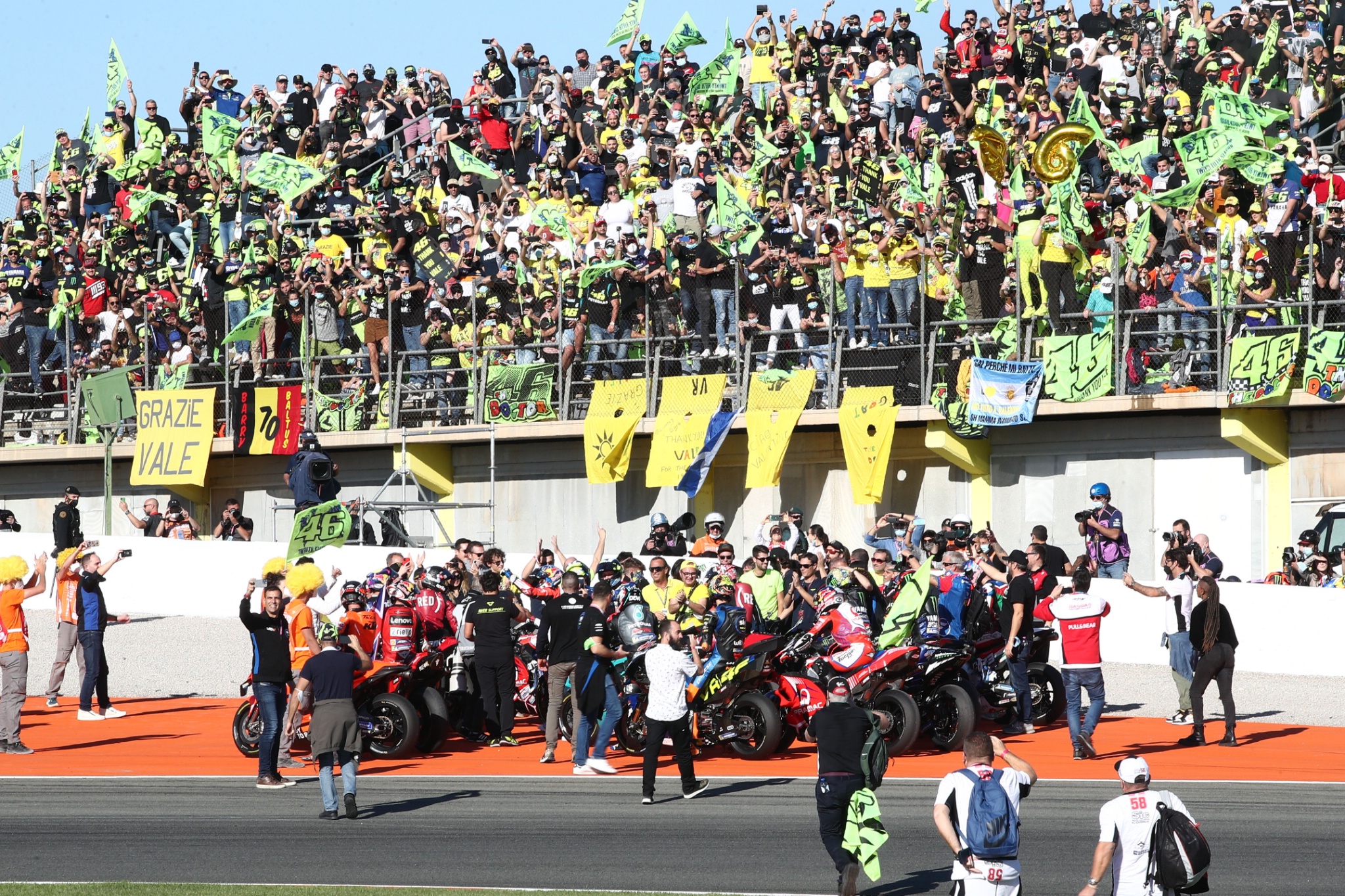 Rossi celebrations, Valencia MotoGP race . 14 November 2021