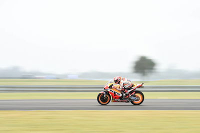 Marquez rampant in warm-up, Pedrosa second