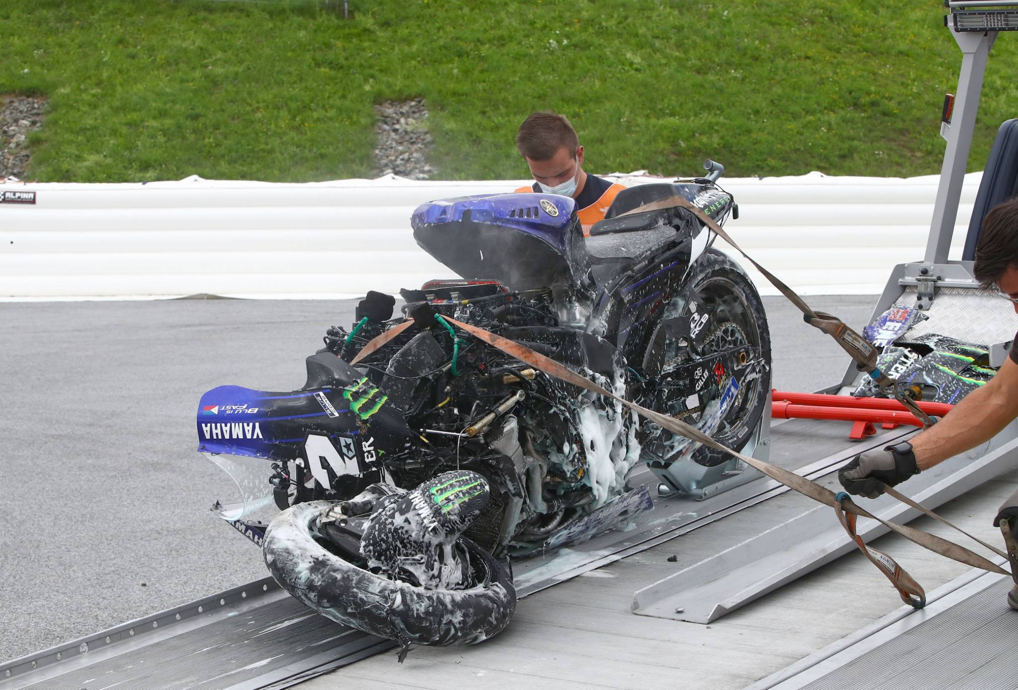 Maverick Vinales crash, Styrian MotoGP. 23 August 2020