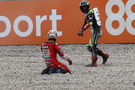 Andrea Dovizioso Johann Zarco after crash, Catalunya MotoGP. 27 September 2020