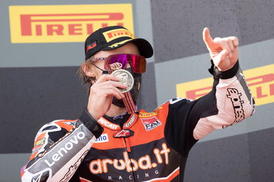 Chaz Davies with championship medal, Estoril WorldSBK race2, 2020