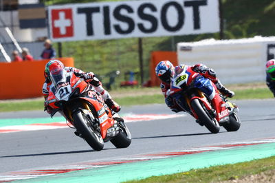 Michael Ruben Rinaldi and Alvaro Bautista, Czech WorldSBK Superpole race, 8 August 2021