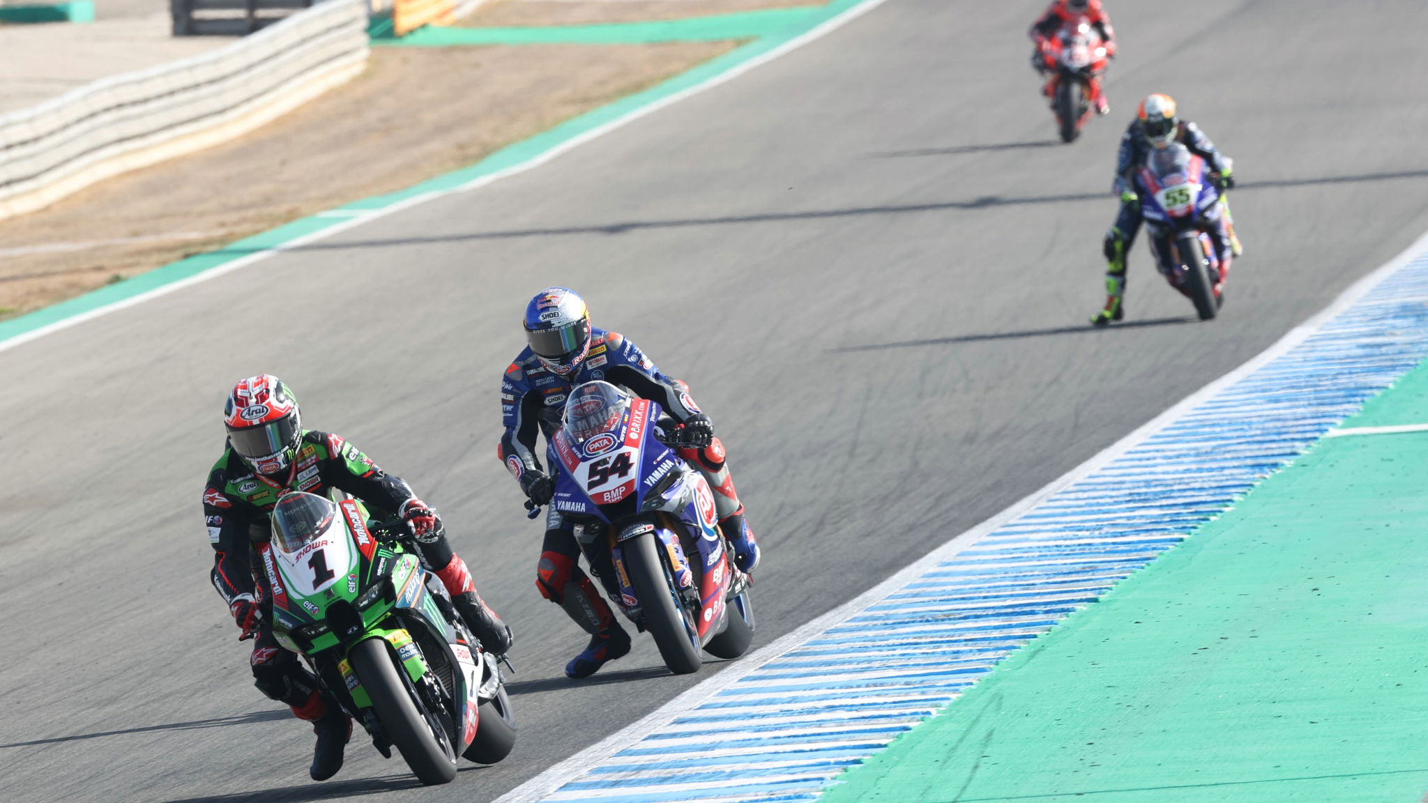 Jonathan Rea, Toprak Razgatlioglu and Andrea Locatelli Jerez WorldSBK race1, 26 September 2021