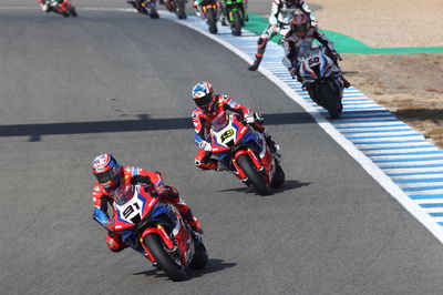 Leon Haslam, Alvaro Bautista and Michael van der Mark, Jerez WorldSBK race1, 26 September 2021