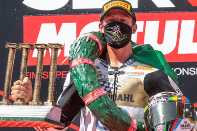 Andrea Locatelli celebrates his World Championship, Catalunya WorldSBK 2020