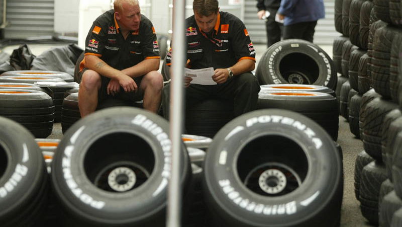 Rain tyres - the secret of Bridgestone's success.