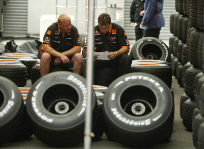 Rain tyres - the secret of Bridgestone's success.