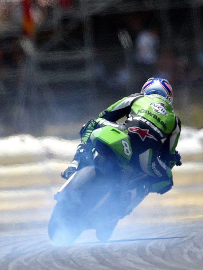 Picture: McCoy puts on tyre-smoking show!