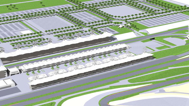 Tarmac goes down at Bahrain GP circuit.