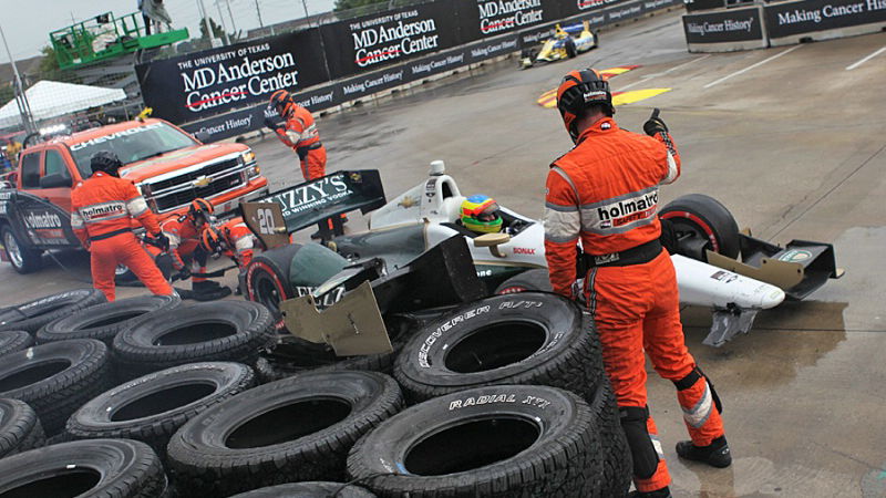 Houston race 1 sends drivers spinning in the rain