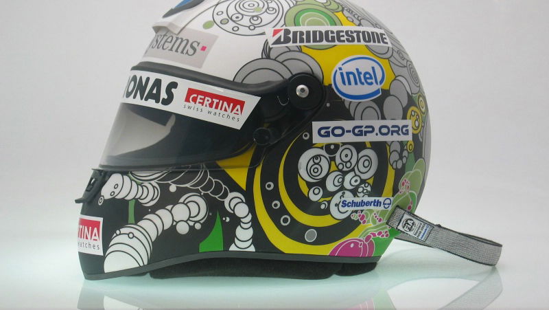 Heidfeld running in circles with new-look lid.