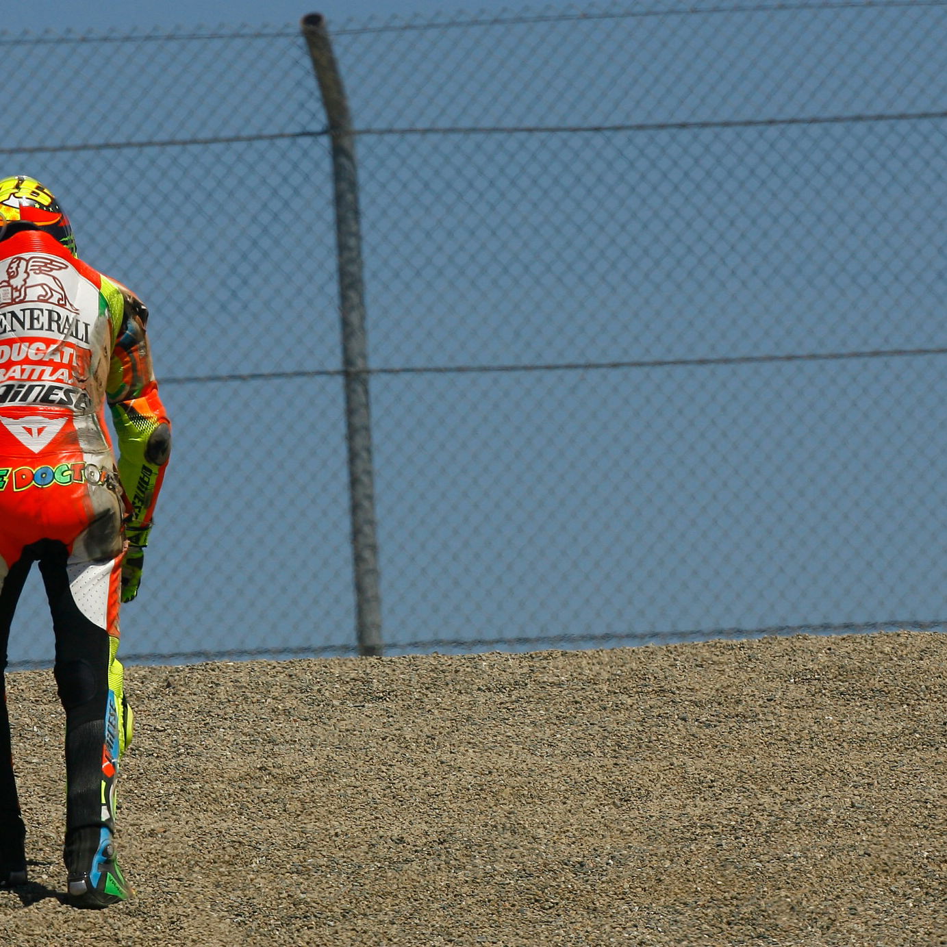 Rossi after crash, USA MotoGP