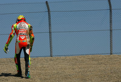 Rossi after crash, USA MotoGP