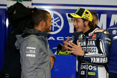 Hamilton and Rossi, French MotoGP 2013