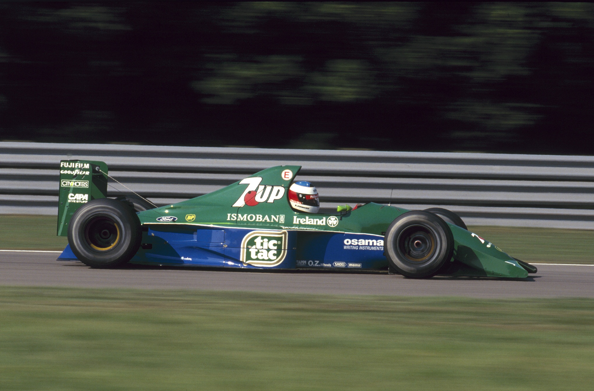 1991 Formula One testing, Silverstone, UK.Michael Schumacher tests the