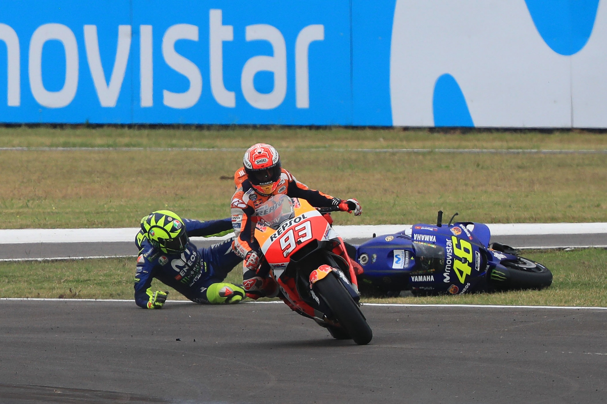 Marquez, Rossi crashes, Argentinian MotoGP