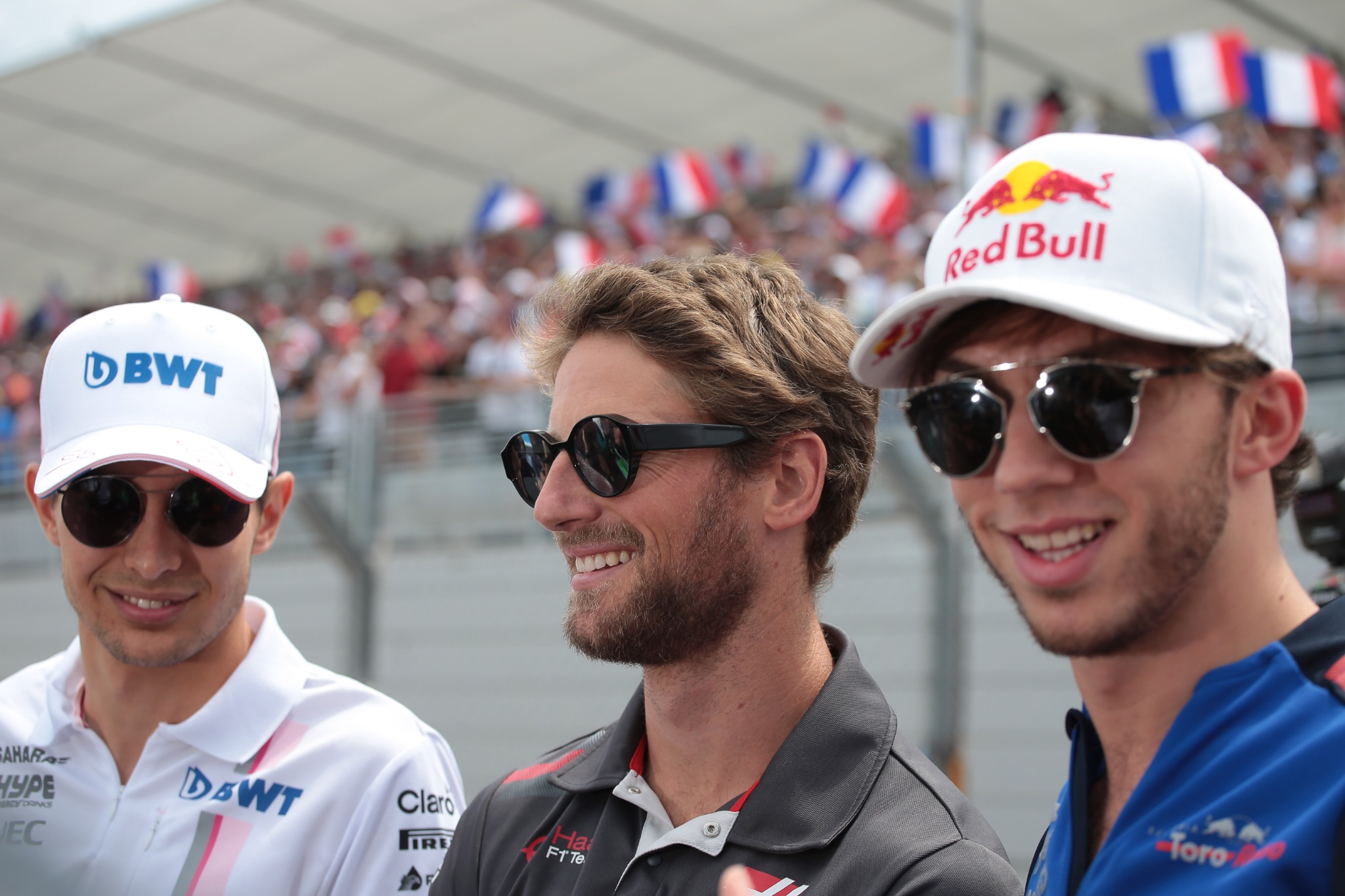 - Driver Parade, Esteban Ocon (FRA) Sahara Force India F1 VJM11, Romain Grosjean (FRA) Haas F1 Team VF-18 and Pierre Gasly