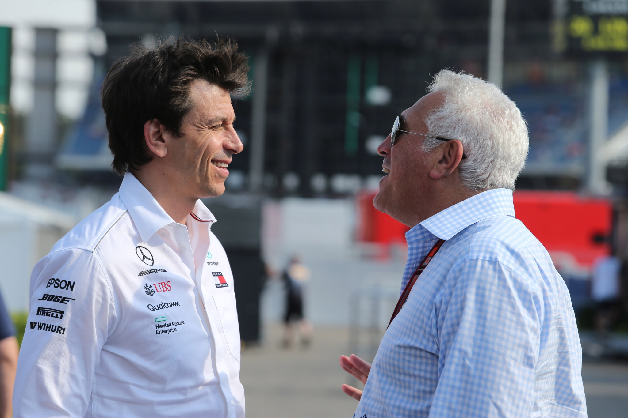  - Toto Wolff (GER) Mercedes AMG F1 Shareholder and Executive Director and Lawrence Stroll (CAN) father of Lance Stroll
