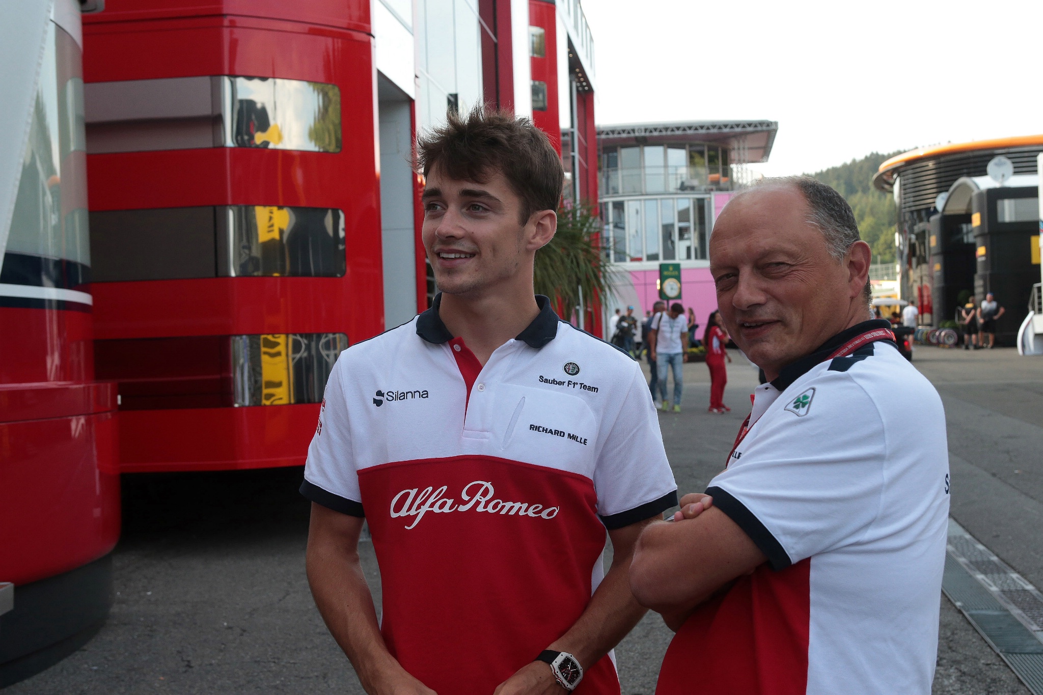  - Charles Leclerc (MON) Sauber C37 and Frederic Vasseur (FRA) Sauber Team