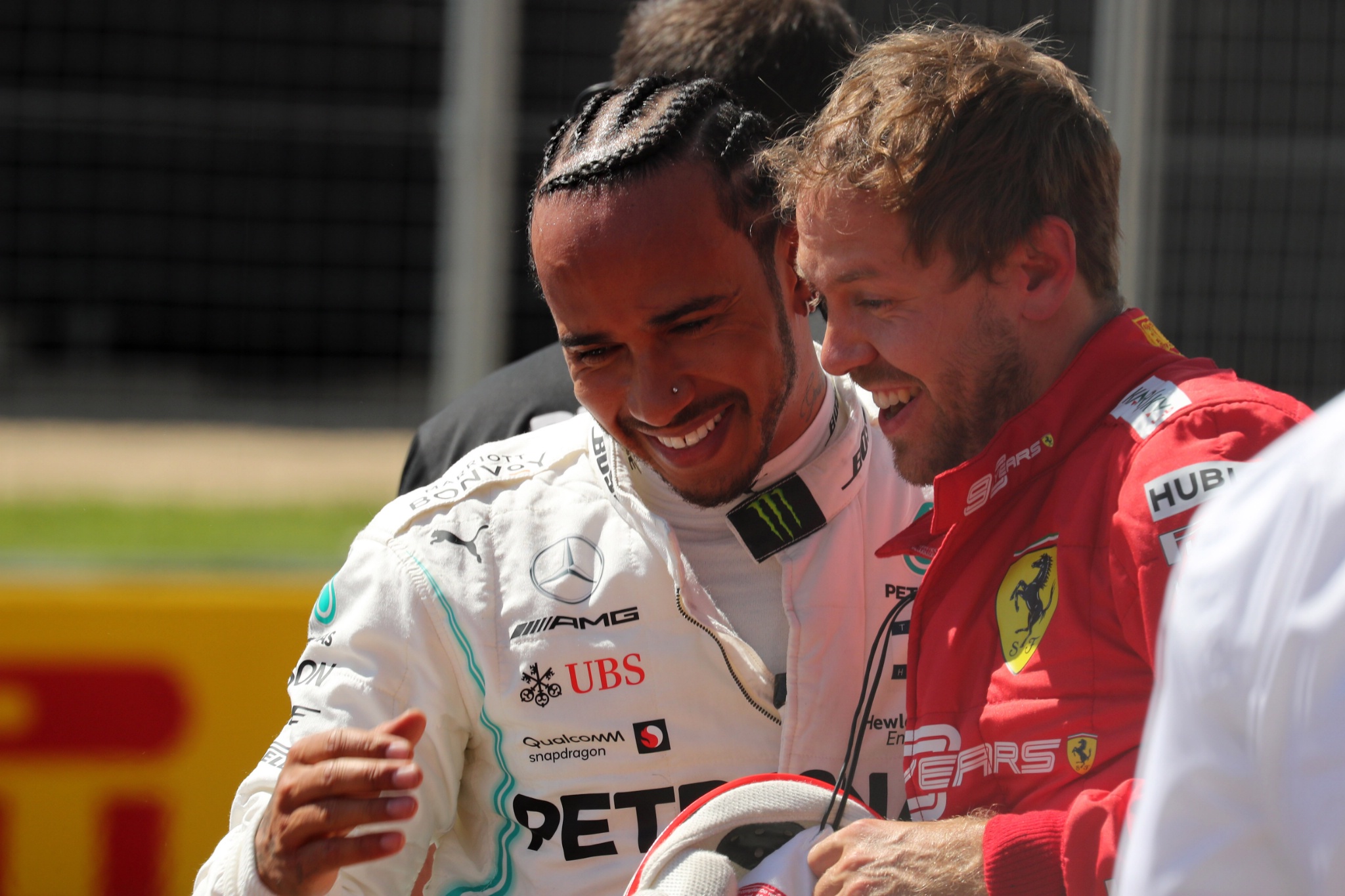  - Qualifying, 2nd place Lewis Hamilton (GBR) Mercedes AMG F1 W10 and Sebastian Vettel (GER) Scuderia Ferrari SF90 pole